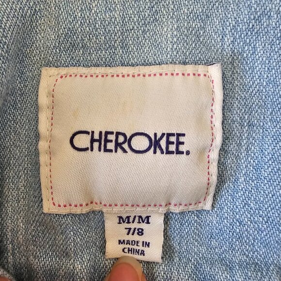 Girls Cherokee Light Acid Wash Denim Jean Jacket, M 7/8 - Picture 4 of 13